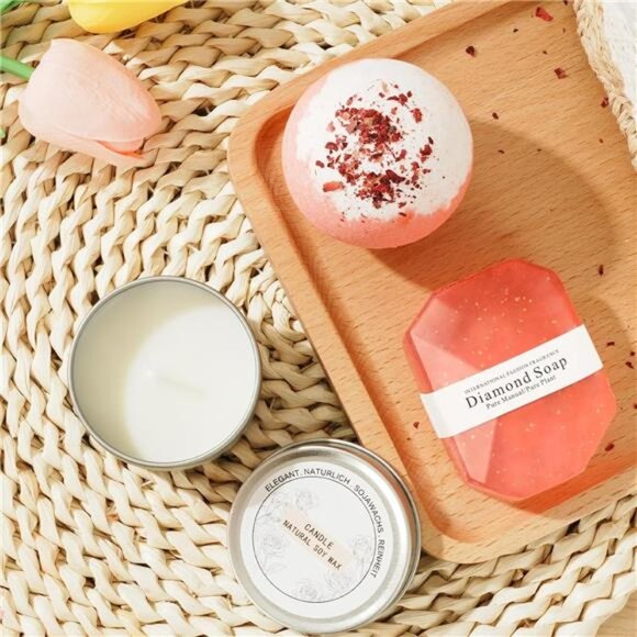 Self Care Gift Basket for Women, Luxury Spa Gift Basket with Blanket, Vanilla - Picture 5 of 7